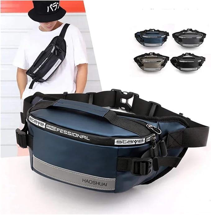 2025 Large Capacity Anti-theft Male Belt Close-Fitting Waist Bags Multi-Functional Shoulder Bag Men Nylon Chest Pack(Blue)
