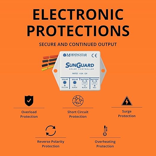 Morningstar Sunguard 4.5A PWM Solar Charge Controller (SG-4) - Intelligent Solar Panel Regulator. Supports 12V Batteries Outdoor Rated Highly Reliable and Easy to Install - Designed in the USA