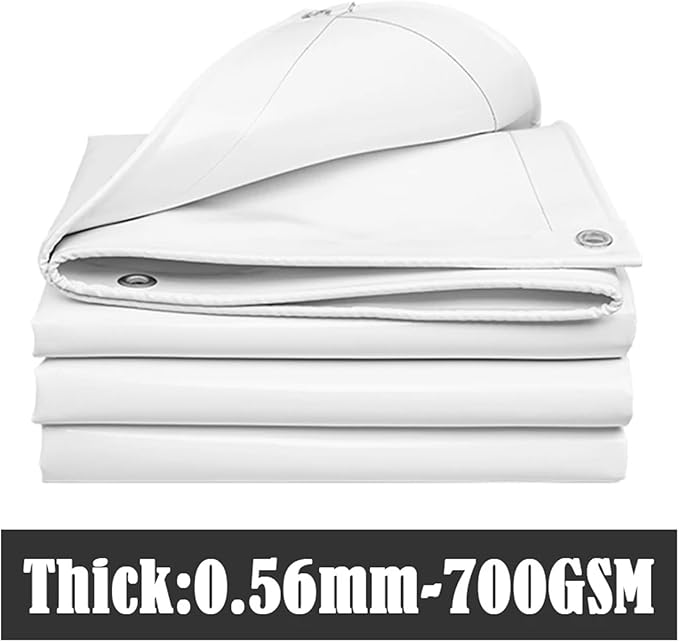 Thicken White Heavy-Duty Coated Banner Waterproof PVC Canvas Outdoor Camping Tent Canopy Pergola Sun Shelter Shed Awning(Thick 0.56mm2x5m)
