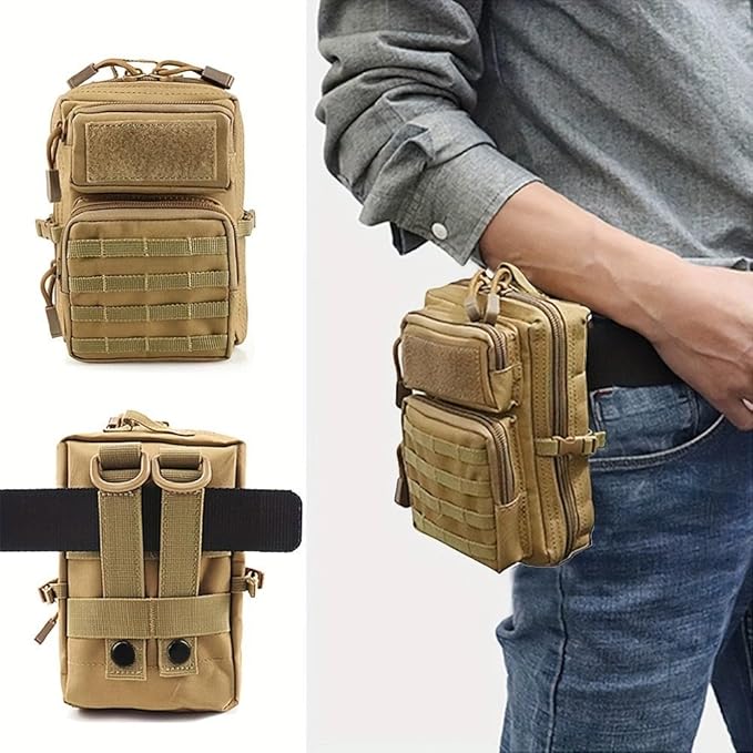 Tactical Waterproof Molle Pouch Compact EDC Tool Pouch Bag Mini Utility Shoulder Strap &amp Two D-Rings