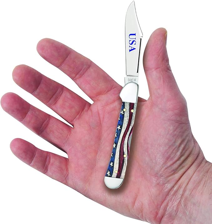 Case WR XX Pocket Knife Patriotic Smooth Natural Bone Mini Copperlock Item #64141 - (61749L SS) - Length Closed: 3 5/8 Inches