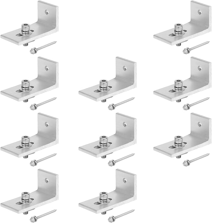 10 Pcs Solar Panel Mounting L BracketThick 5.3mm Aluminum Alloy Support Hardwarefor RV Boat Off Grid Roof Solar Panel Motor Home Roof