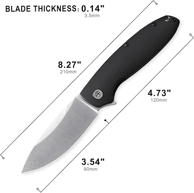 Petrified fish PFB01 Terra3.54 D2 Steel Blade G10 Handle Flipper Liner lock Folding knife (Black G10 Stonewashed)