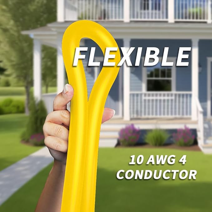 PlugSaf 50FT 30 Amp Generator Extension Cord 4 Prong NEMA L14-30P/L14-30R 10 Gauge STW 125/250V Twist Lock Generator Cord Heavy Duty Yellow ETL Listed