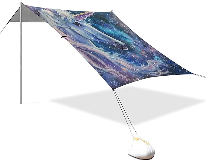 ALAZA Unicorn Galaxy Print Beach Tent Sun Shelter Portable Canopy Sunshade for Outdoor Camping Picnics Backyard Fun 10x9 ft