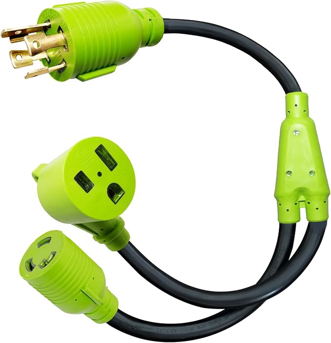 30Amp Generator to Welder Y Splitter Adapter NEMA L14-30P to NEMA 6-50R/6-30R Y Splitter Cord Adapter for 50Amp and 30Amp Welder and Level 2 EV Charger 240V STW 4/10 AWG 2.5FT