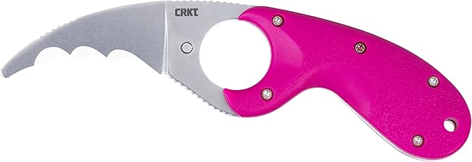 CRKT Bear Claw Fixed Blade Knife with Sheath: Rafting Rescue Self-Defense Serrated Blade with Blunt Tip Pink Glass-Reinforced Nylon Handle Positive Sheath Lock 2511F