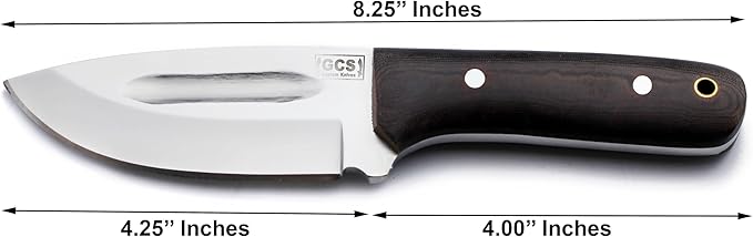 GCS Handmade Micarta Handle D2 Tool Steel Tactical Hunting Knife with leather sheath Full tang blade designed for Hunting &amp EDC GCS 311