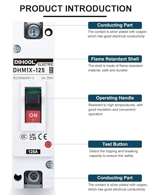DIHOOL 125 Amp Heavy Duty Battery Disconnect Switch DC Circuit Breaker for Car Audio RV Marine Boat Truck Trolling Motors