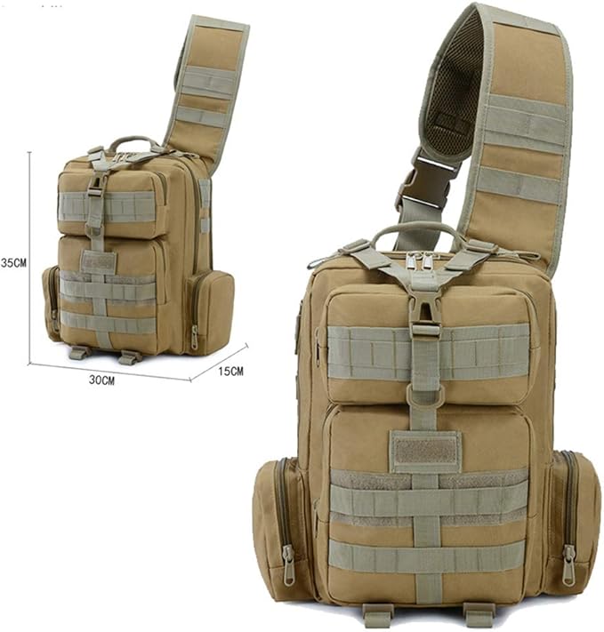 Sunnystacticalgear Outdoor Sports Hiking Sling Bag Shoulder Pack Camouflage Tactical Molle Chest Bag - Black