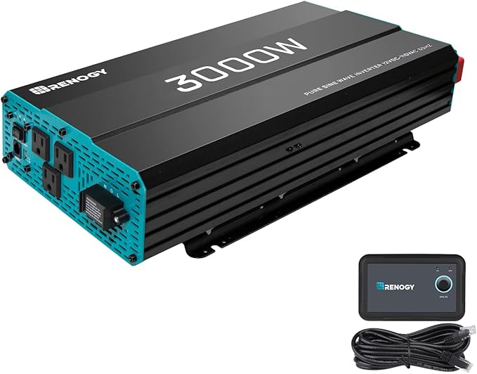 Renogy 3000W 12V Pure Sine Wave Inverter 3000 Watt Solar Power Battery Converter 12VDC to 120Vac ETL Listed