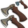 Carbon Steel Head with Hardened &amp Razor Sharpened Edge Rose Wood Handle Uniquely Designed Head Tomahawk Battle Axe with Premium Leather Sheath