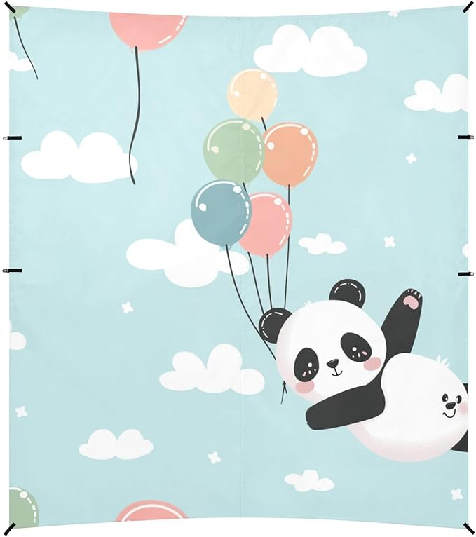 ALAZA Cute Panda with Balloon Cloud Sky Beach Tent Sun Shelter Portable Canopy Sunshade for Outdoor Camping Picnics Backyard Fun 10x9 ft