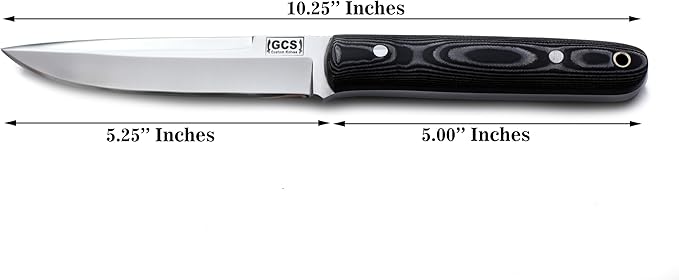 GCS Handmade D2 Steel Hunting Knife with Black and White Micarta Handle Full Tang Blade and Leather Sheath for Hunting Hunting Camping Survival EDC-GCS 945