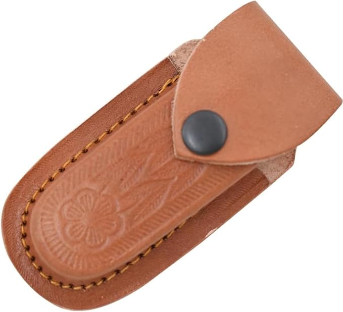 7 Handmade Folding Pocket Knife – 3 440 Stainless Steel Clip Point Blade – Silver Bolster – Genuine Leather Sheath Included (Brown)