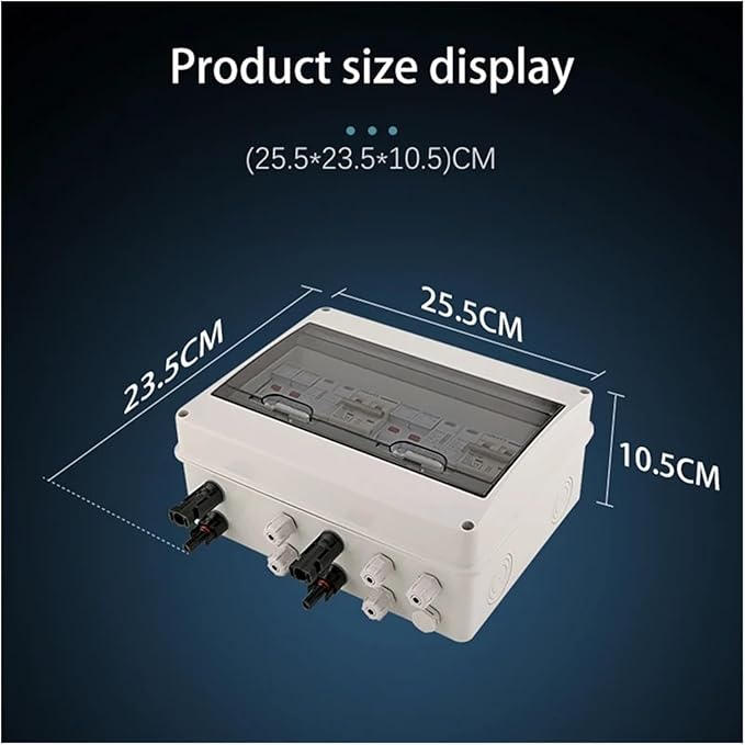 CAARLA Solar Combiner Box Outdoor 2 String 2 Input 2 Output 600V IP65 PV Solar Surge Protection DC Combiner Box(DC Fuse 15A)