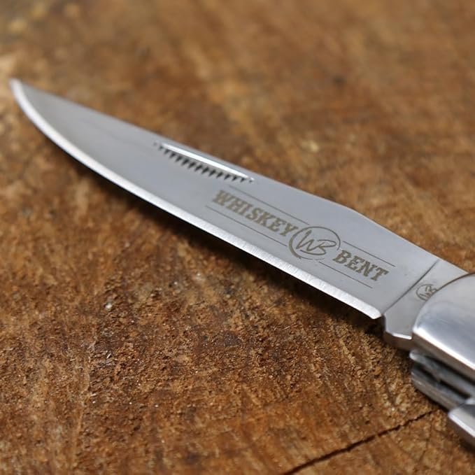 WHISKEY BENT HAT CO. Trapper &amp Locking Bullcutter Folding Pocket Knife 4.125 Closed Length 440C Stainless Steel Blades (Toro)