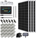 Renogy 400W 12V RV Solar Panel Kit 4*100 Watt Monocrystalline Solar Panel Adventurer 30A LCD PWM Charge Controller BT1 Bluetooth ModuleMounting Brackets Y-Connectors Cables for Off-Grid System