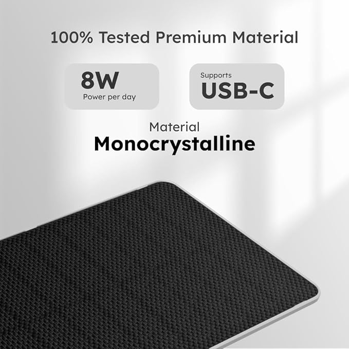 Waggle 8W Solar Panel for Security Cameras - IP65 Waterproof High-Efficiency Solar Charger 10ft Cable Supports USB-C Port