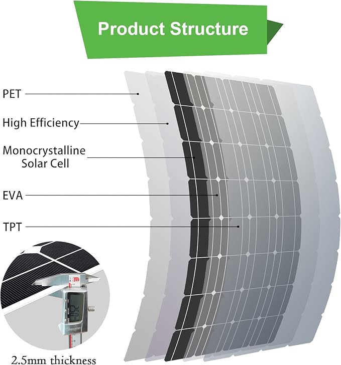 400W Solar Panel Semi Flexible (4pcs 100W) Mono Solar Module for Garden Shed Camping Mobile Home Ideal for 12v Car Battery
