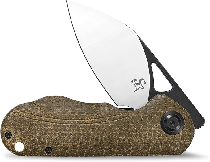 Sitivien ST156 Pocket Folding Knife Sandvik 14C28N Steel Blade with Micarta HandleChinese Zodiac Series EDC Tool Knifes for Camping Hiking Survival Fishing(Green)