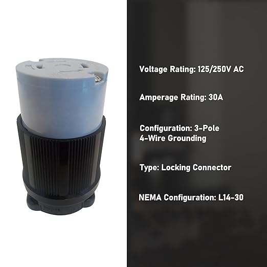 NEMA L14-30C Generator Connectors | 5-Pack | 30 Amp 125/250 Volt L1430C Power Connectors