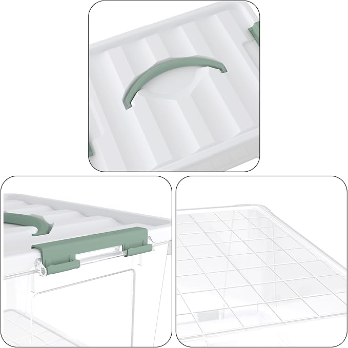 14 Quart Plastic Latching Boxes with Lids Clear Plastic Storage Bin with Lids 4 Packs