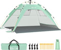 Glymnis Pop Up Beach Tent Sun Shade Shelter for 3-4 Person with UPF 50+ Lightweight &amp Easy Setup Vent Windows &amp Zippered Door Extended Floor Family Instant Beach Tent