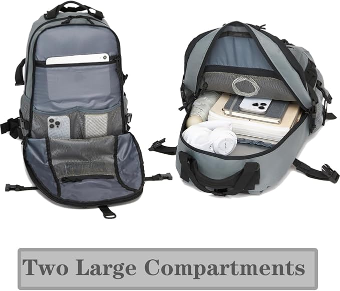 Military Tactical Backpack For Men Laser-Cut Molle Daypack 3 Day for HikingWorkingTravel (black grey)