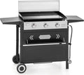 MFSTUDIO Flat Top Grill with Ceramic Coated Cast Iron Griddle 3-Burner Propane Gas BBQ Griddle Grill Outdoor Barbecue Grill33000 BTUBlack