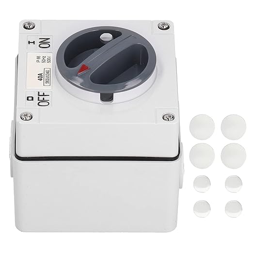 Outdoor Power Isolator - 500V On-Off Switch with Rotary Control Socket and Accessories (3P40A)