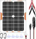 OYMSAE White 20W 12V Solar Panel Battery Charger Portable Waterproof Power Trickle Battery Charger &amp Maintainer for Car Boat Automotive RV with Cigarette Lighter Plug &amp Wiring Clip