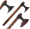 Medieval Warrior Traditional Viking Hand-Axe — Hand-Forged Style Bearded Blade with Leather Cross-Strap Grip