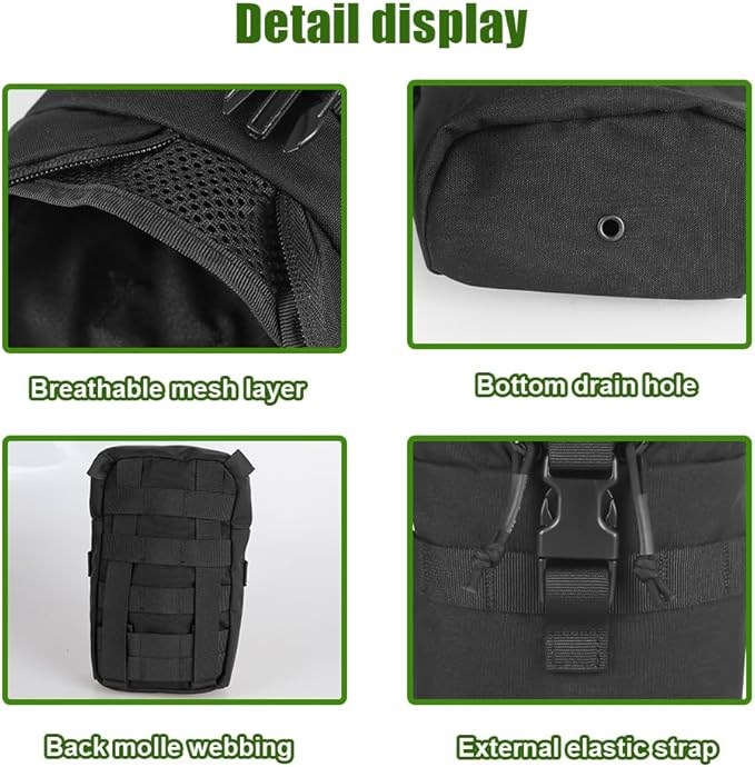 Tactical Molle Pouch Waterproof Backpack Attachment Pouches Gadget Storage Bag with Back Webbing &amp Bottom Drain Hole for Hiking Camping Fishing