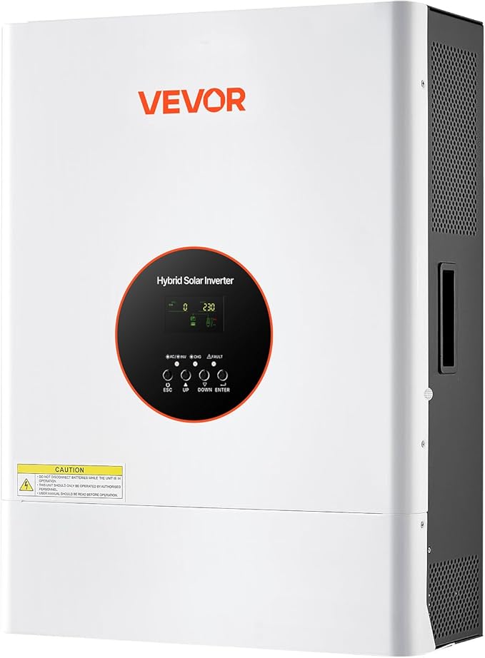 VEVOR 6400W 48V Hybrid Solar Inverter 120V/240V Split Phase Built-in 120A MPPT Solar Charge Controller Low Frequency Pure Sine Wave Power Inverter for Lead Acid Lithium Battery Off-Grid NO WiFi
