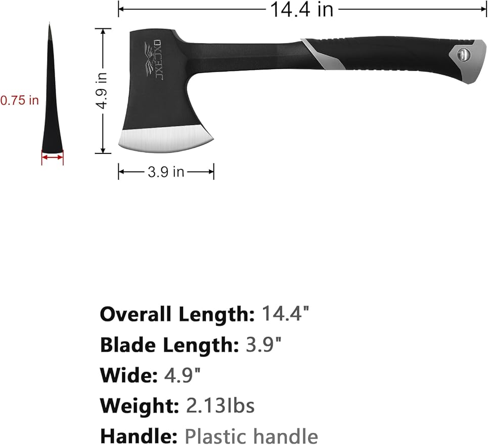 Camping Axe &amp Hatchets 2Pack Set - 14.4 Chopping Axe with Sheath Forged Steel Construction &amp Ergonomic Shock-Absorbing Grip (Grey