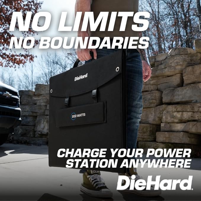 DieHard Solar Panel 200-Watt Foldable Flexible Lightweight Portable - Designed for use with DieHard Portable Power Stations