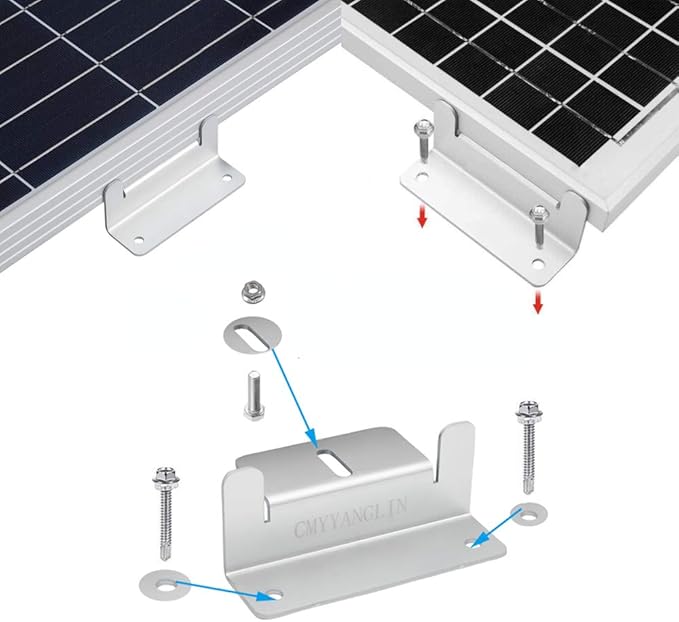 Solar Panel Mounting Brackets Z Bracket with Nuts and BoltsSuitable for 50W to 150W Solar Panels on RVBoatsMotorhome Cabins Sheds GaragesOff Grid Silver Color 4 Units (16PCS)