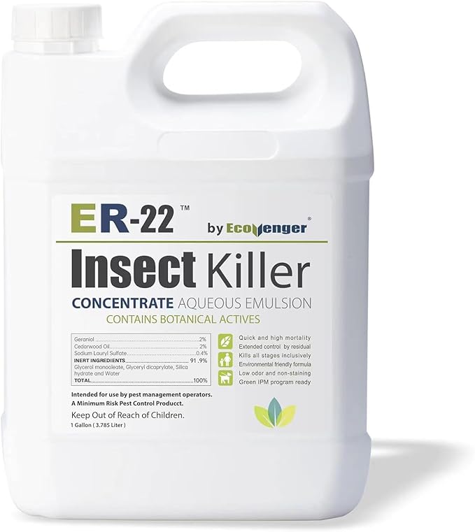 Ecovenger ER-22 by EcoRaider Professional Grade Insect Killer Concentrate 1 GL for Bed Bugs 100% Efficacy Extended Residual Green and Non-Toxic