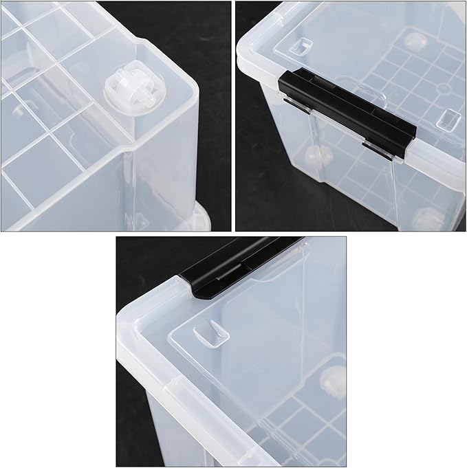6-Pack 22 Qt Stackable Plastic Storage Bins with Wheels and Lids - Clear Rolling Plastic Organizers for Garage Pantry &amp Office