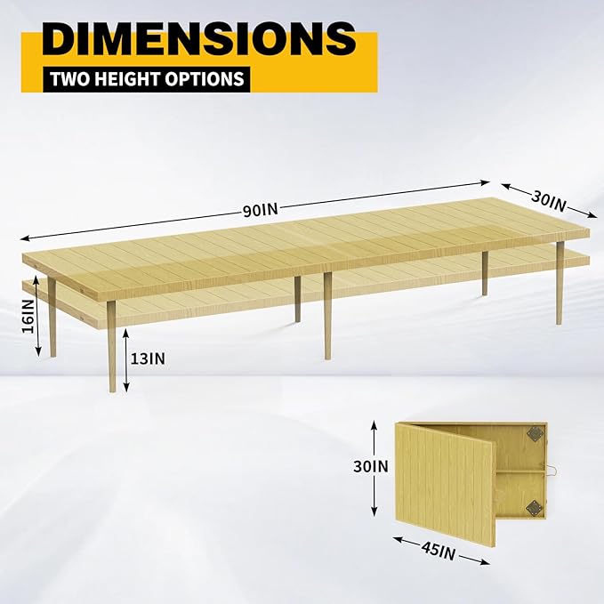 30x90 Inch Boho Low Picnic Wood Table - Foldable Design And And 2 Set Of Wood Table Leg For Sitting On The Floor Low Height Floor Picnic Table Encourage A Laid-back Vibe At Home Or In Nature
