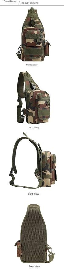 Tactical Chest Pack Military Molle Bag Men's Outdoor Sling Crossbody Bag(Brown Grey)