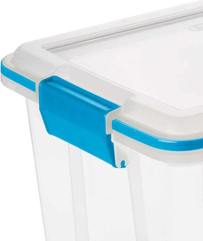 Sterilite 6-Pack Gasket Box Weather-Resistant Storage Bins with Latching Lids 20 Quart - Heavy-Duty Organizing Containers for Closet Bathroom and Office