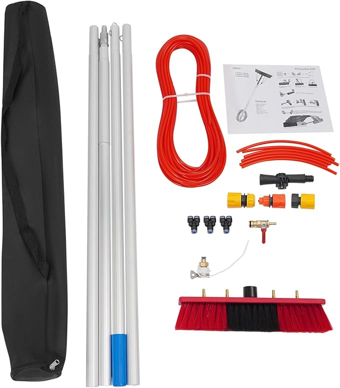 13Feet Reach Solar Panel Cleaning Brush &amp Pole Water Fed Pole KitSuitable for high Windows Cleaning Solar photovoltaic Panel Cleaning and Cleaning Cars Trucks Vans caravans Windows