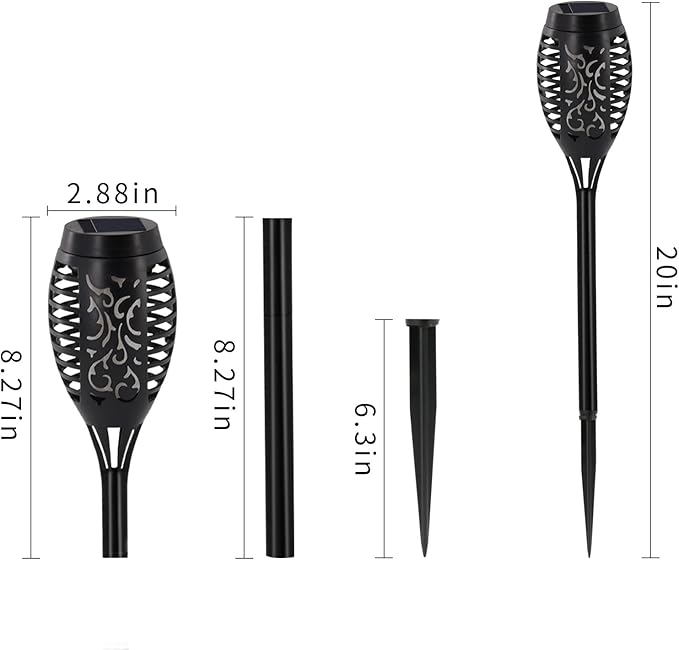 Outdoor Solar Lights Blue 12 Pack Solar Torch Lights with Flickering Flame Waterproof Mini Tiki Torches for Landscape Garden Pathway Dusk to Dawn Auto On/Off
