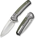 CIVIVI Folding Pocket Knife Sentinel Strike II Utility Knife with Glass Breaker 3.7 Nitro-V Blade Aluminum Handle EDC Knife for Outdoor Survival Hunting Hiking Camping C22025D-2 Green
