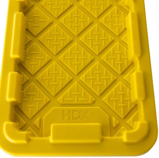 6.5 Quart (1.6 Gallon) Small Tough Storage Tote with Yellow Snap Lid Black Stackable &amp Nestable Heavy-Duty Plastic Organizing Bins 4-Pack