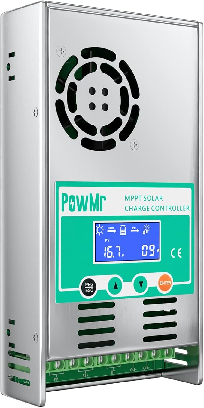 PowMr MPPT Solar Charge Controller 60 amp 48V 36V 24V 12V Auto - Max 160VDC Input LCD Backlight Solar Charge Controller for Vented Sealed Gel NiCd Lithium Battery【Software Update Version】