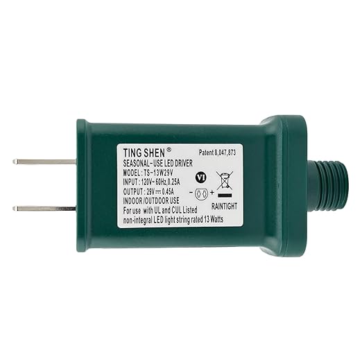 Goodsby Class 2 LED Transformer for Christmas X-Mas Tree Lights Holiday Lighting LED String Light 29V 0.45A Power Supply 13W Raintight US Plug Power Adapter UL-Listed TS-13W29V (Right Positive)