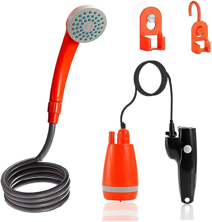 Portable Shower for Outdoor Activities with Practical Container Orange